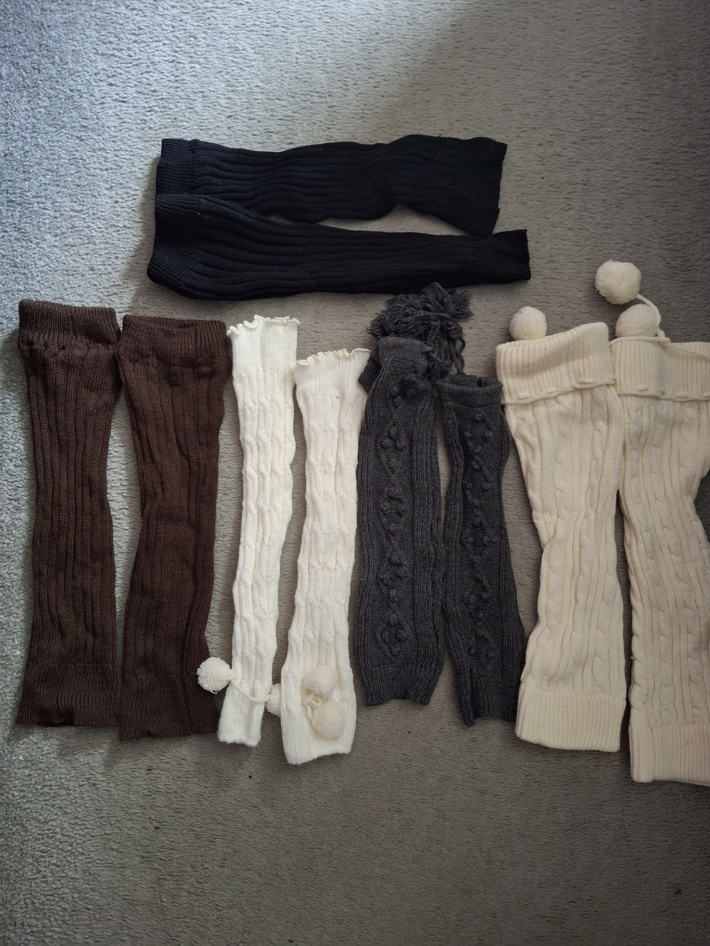 5 Knit Leg Warmers - Black, Brown, Cream, Gray